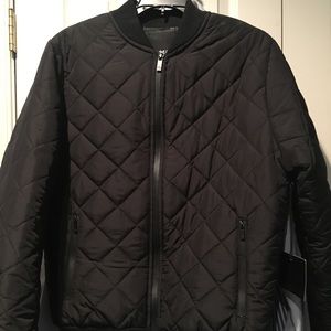 Black quilted bomber jacket